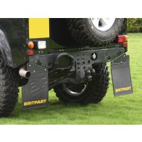 Mudflaps - Rear - Yellow Britpart Logo - With Cut-Out | Defender 90